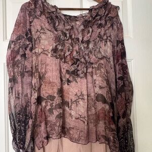 Kobi Halperin Mauve and Black Floral Blouse